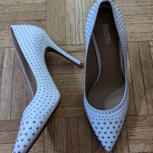 White michael kors studded heels  size 7.5